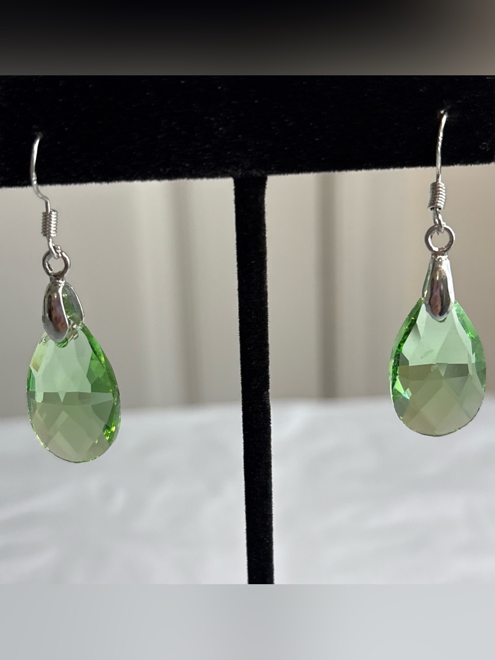 Green Peridot 925 Teardrop Crystal Dangle Drop Earrings minimalist Leo gift Boho